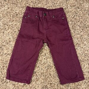 Janie and Jack Toddler Boys Maroon Twill Stretch Pants Burgundy 12-18 Months